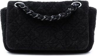 Chanel Pre-owned Quilted Terry Cloth Mini Schoudertas - Dames - Vintage Mini Tas - Zwart - ONE Size - Katoen - Vintage