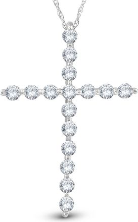 Pompeii3 5/8 Ct Diamond Cross Pendant Necklace 18 10k White Gold 1 Tall