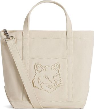 Maison Kitsun&eacute; Fox Head kleine canvas draagtas