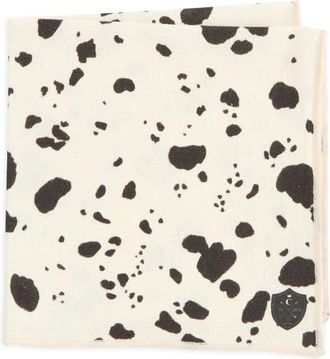 Clifton Wilson Cow Print Linen Pocket Square in White at Nordstrom