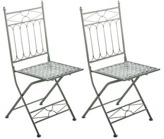 Clp Set de 2 sillas para exterior plegables en metal verde antiguo