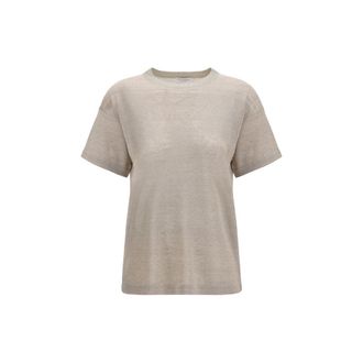 Brunello Cucinelli Beige Linen Womens T-Shirt