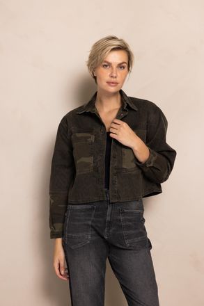 Zhrill Blouson ZHRILL ZHLOUIE, Damen, Gr. XL, gr&uuml;n, Web, Obermaterial: 100% Baumwolle, bequem h&uuml;ftlang, Rundhals, Jacken Blouson, mit Animal-Print