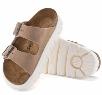 Birkenstock Womens Papillio Arizona Chunky Suede Leather Sandals In Warm Sand