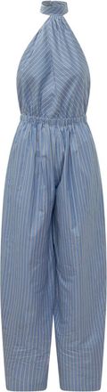 Andamane Blue Stripes Halter Neck Jumpsuit