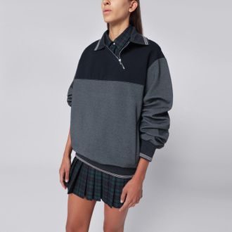 Miu Miu Felpa con zip antracite/blu