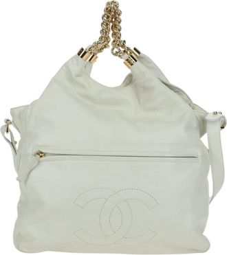 Chanel Rodeo Drive Hobo Leather White Leather Handbag (Pre-Owned)