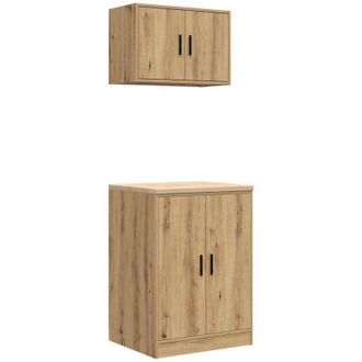 vidaXL Armarios 2 Uds Para Garaje Madera Ingenier&iacute;a Artesanal Roble Vidaxl