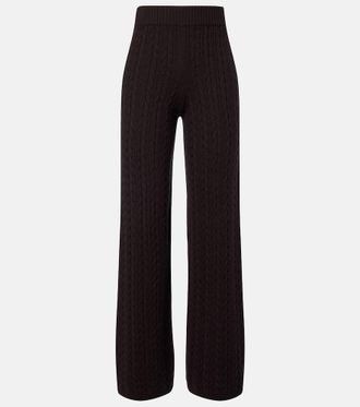 Agnona Cable-knit cashmere wide-leg pants