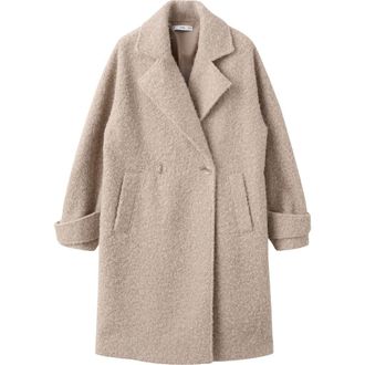 Mango Lapels Boucl&eacute; Coat in Beige at Nordstrom, Size Medium