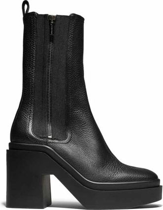 Robert Clergerie Elegante Chelsea-laars met rits - Dames - Laarzen met Hak - Zwart - 37 1/2 EU - Leer - Schoenen