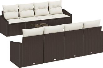 vidaXL Vidaxl - Garden Sofa Set with Cushion 7 pcs Brown, Cream 55 x 55 x 37 cm