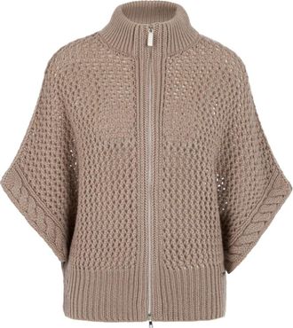 Marc Cain Cardigan van wol- kasjmier en zijde - Dames - Vesten - Beige - M - Wol - Truien & Vesten