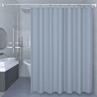 OEM Cortina De Ducha Textil Impermeable, Suave Al Tacto, Ligera - Cortina Individual, 180 Cm De Ancho X 200 Cm De Alto - Gris Liso