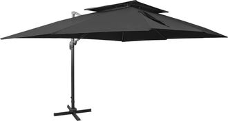 vidaXL Vidaxl - Sombrilla Jard&iacute;n Voladiza Con Cubierta Doble Negro 400x300 Cm