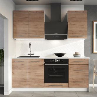 Vicco Cocina Para Solteros Fame-line, Roble Dorado/blanco, 190 Cm, Et Antracita, Vicco