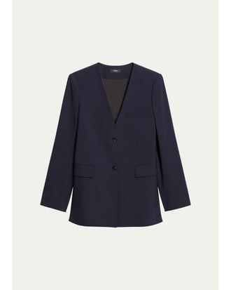 Theory Collarless V-Neck Blazer