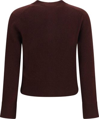 Maison Kitsun&eacute; Womens Baby Fox Fitted Lambswool Cardigan Dark Wood Merino Wool Ovis Aries Sweater