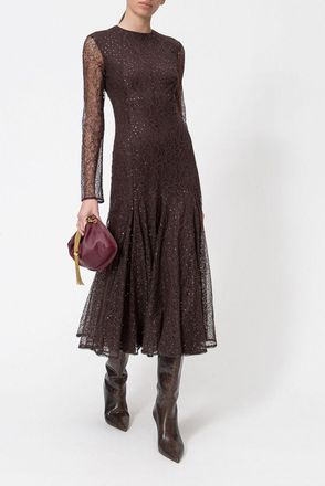 Twinset Sequin-Embroidered Lace Midi Ceremony Dress