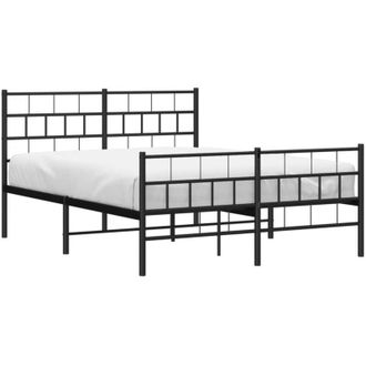 vidaXL Metal Bed Frame without Mattress with Footboard Black 120x190cm Vidaxl