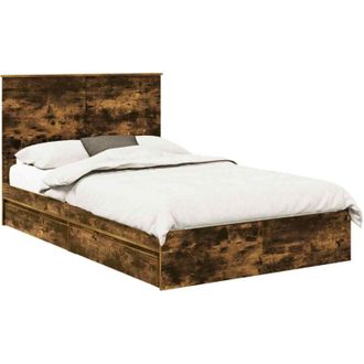 vidaXL Storage Bed with Drawer Smoked Oak 120 x 200 cm Engineered Wood vidaXL