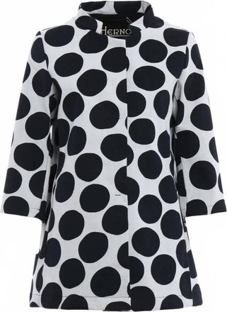 Herno Womens Polka-Dot Coated Cotton Blend Jacket In Windsor Grey
