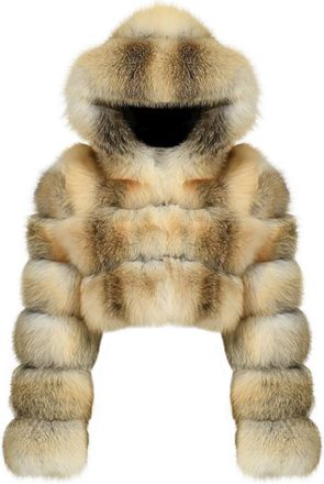 Wanan Luxury Giacca Leon Bicolore in Pelliccia di Volpe-Donna -Bicolore, Marrone