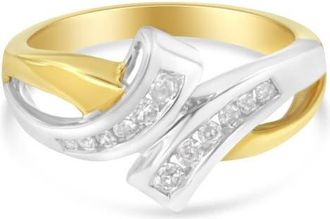 House of Brilliance 10K Two Toned Channel-Set 1/4 cttw Diamond Bypass Ring in Yellow at Nordstrom, Size 7