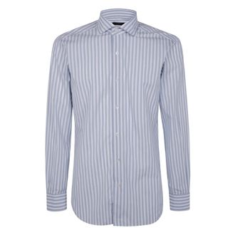 Barba Dubbele Strepen Overhemd - Heren - Zakelijke Overhemden - Blauw - M - Overhemden