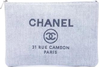 Chanel Pre-owned Canvas Clutch - Dames - Vintage Clutch - Blauw - ONE Size - Vintage