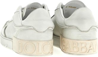 Dolce & Gabbana Mens White Lamb Leather Low Top Sneakers