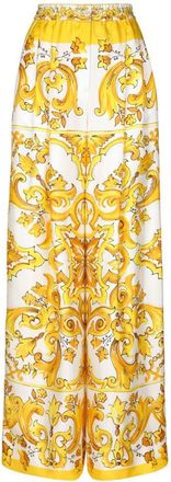 Dolce & Gabbana Majolica-Print Wide-Leg Trousers - Womens - Silk