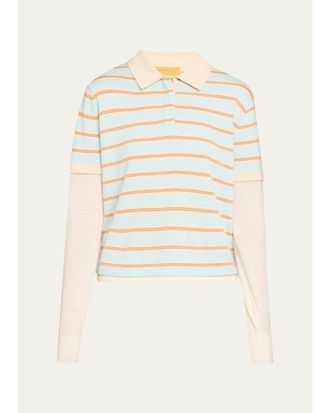 Guest In Residence Layered Stripe Cashmere Rugby Sweater
