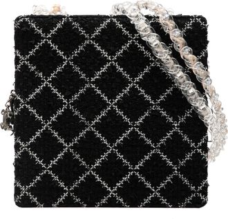 Chanel Pre-owned Womens Tweed And Resin Zipped Chain Shopping Bag - Black Textile - One Size