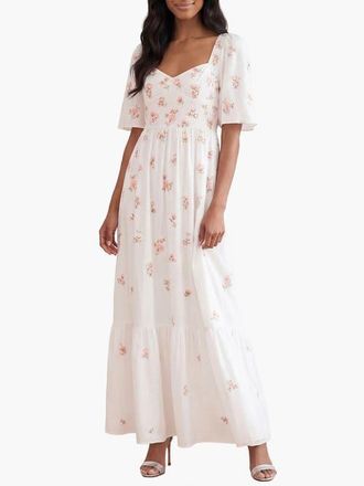 Needle & Thread Flora Ditsy Cotton Ankle Gown in Chalk at Nordstrom, Size 10