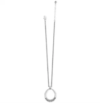 Brighton Womens Interlok Braid Drop Necklace In Silver
