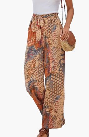 Lascana Printed Wide Leg Pants in Orange Multi at Nordstrom, Size 12