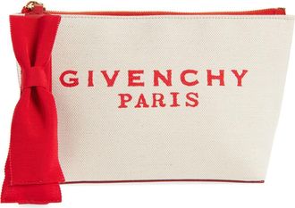 Givenchy Small Logo Canvas Wristlet Pouch in 289-Beige/Red at Nordstrom