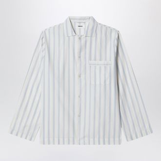 Tekla White pajama shirt with light blue stripes
