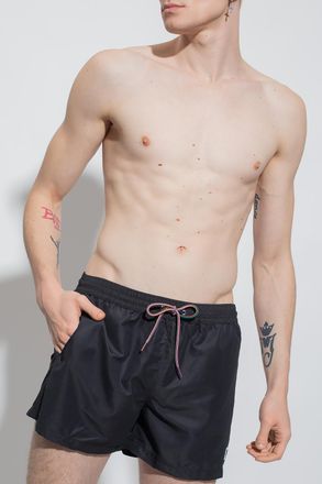 Paul Smith Swim Shorts With Logo, Mens, Black