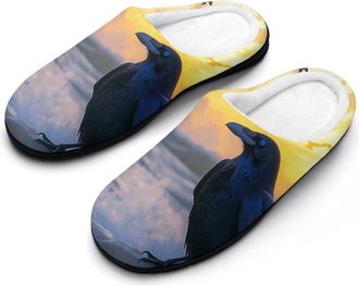 Generic Rave Beach Sunset Mens House Slippers Memory Foam Washable Cotton Slip on Home Shoes