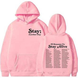 Generic Stay Another Day Hoodie, 99 Reasons to Stay Another Day Hoodie, 99 Reasons To Stay Alive Mental Health Hoodie (Pink,2XL)