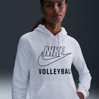 Nike Womens Volleyball Pullover Hoodie in White | APS465-100