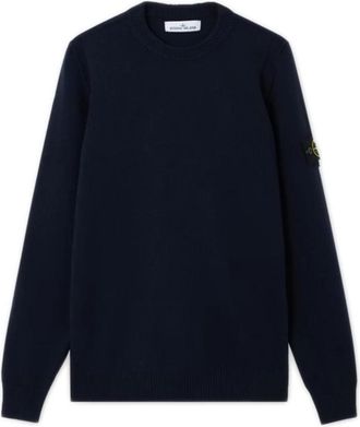 Stone Island Trui van scheerwolmix - Heren - Ronde hals truien - Blauw - S - Wol - Truien & Vesten