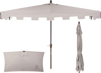 Jonathan Y Designs Sidney 9 ft. Classic MidCentury Rectangular Half Market Patio Umbrella with Crank, Wind Vent and UV Protection in Gray at Nordstrom