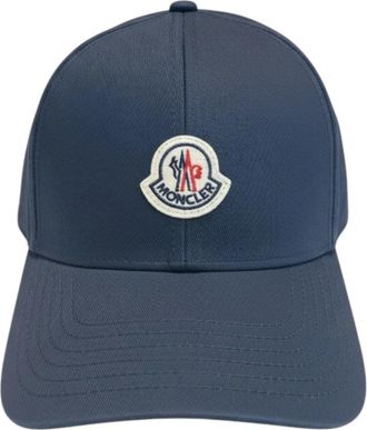 Moncler Monogram Baseball Cap - Heren - Petten - Blauw - ONE Size - Katoen - Accessoires