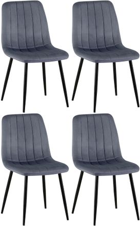 Clp Clp - Set De 4 Sillas De Sal&oacute;n Dijon En Tela O Terciopelo Gris Oscuro Terciopelo