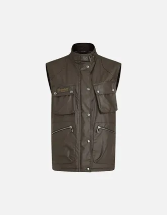 Belstaff Womens Belstaff Waxed Edition Dark Green Gilet Jacket - Brown - Size: 18/16