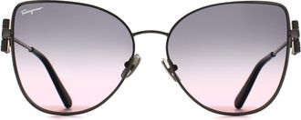 Ferragamo Cat Eye Womens Rose Gold Grey Gradient SF296SR Metal - One Size