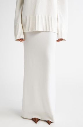 Michael Kors Back Slit Cashmere Blend Maxi Sweater Skirt in Optic White at Nordstrom, Size X-Small